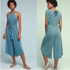 Anthropologie HD in Paris Jacinta Teal Blue Cropped Jumpsuit S